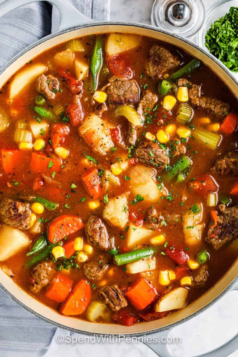 Tender beef + lots of veggies = the best bowl of soup you’ll make this season.